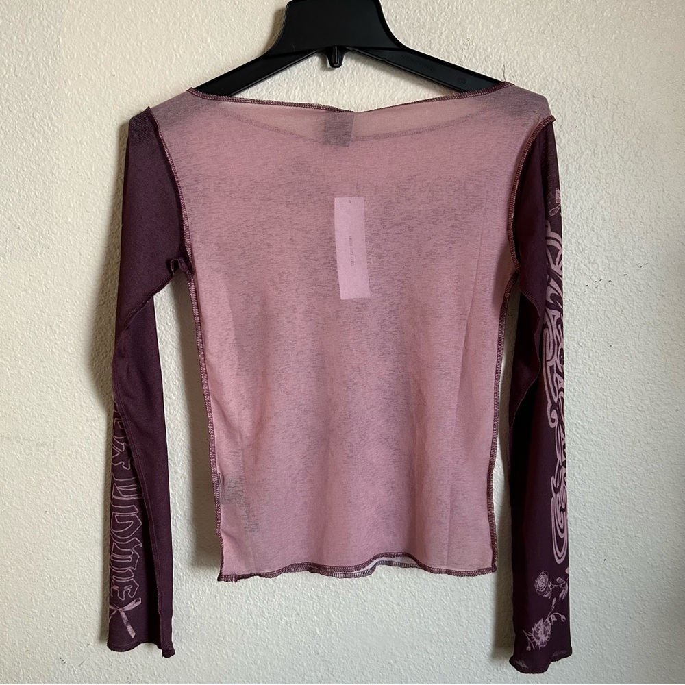 Romantic Fairy Boatneck Long Sleeve Raglan Baby Tee, Sheer Top in Womens Medium - Picture 4 of 7